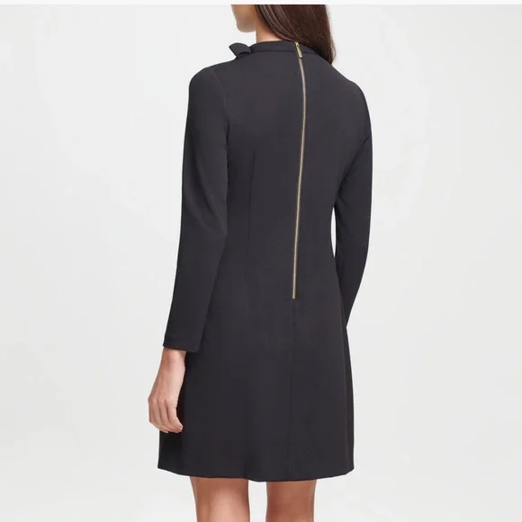 NWT Long-sleeved Tie-neck Scuba Crepe Dress - Picture 7 of 8